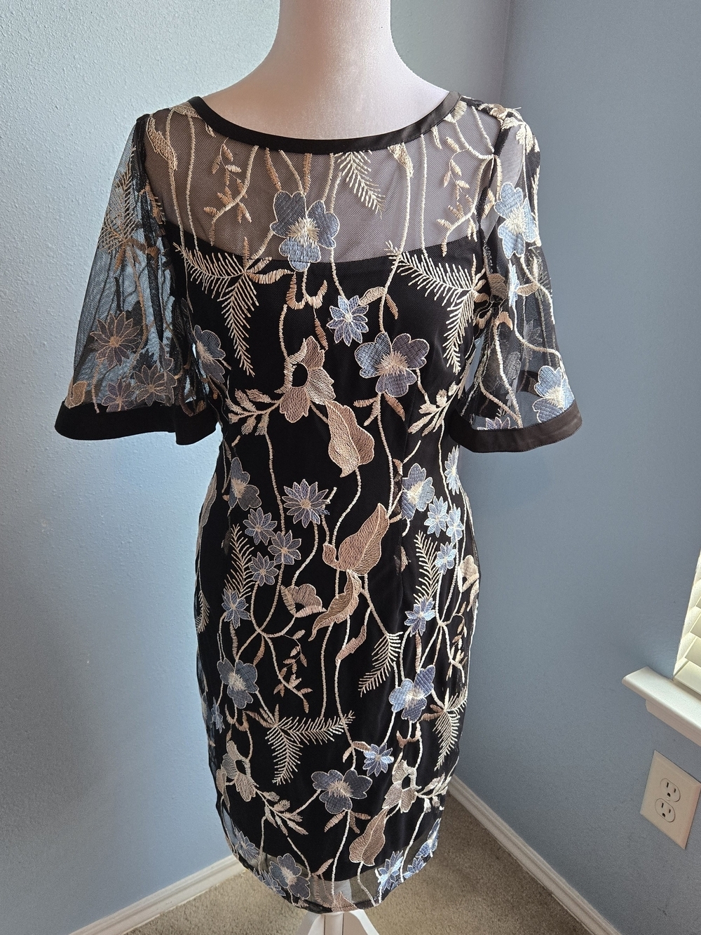 Black Floral Embroidered Dress